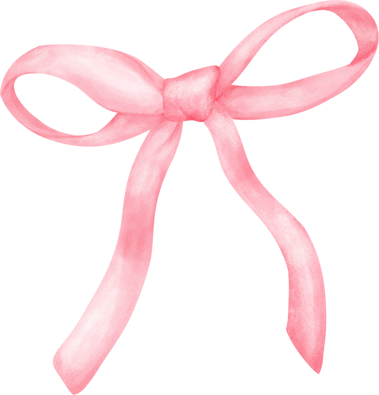 Pink Coquette ribbon bow watercolor